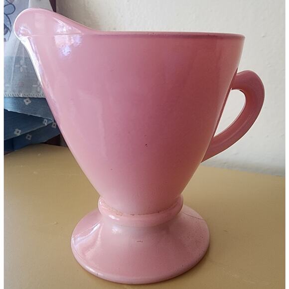 Vintage Hazel Atlas Ovide Pink Creamer Platonite Glass Very Pretty See Pictures - Picture 3 of 16